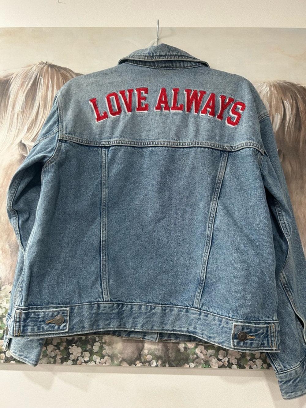 A new day LOVE ALWAYS jean jacket